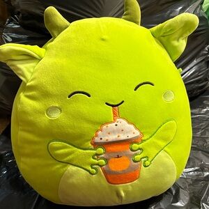 Cute Green Plush Toy with Drink Design